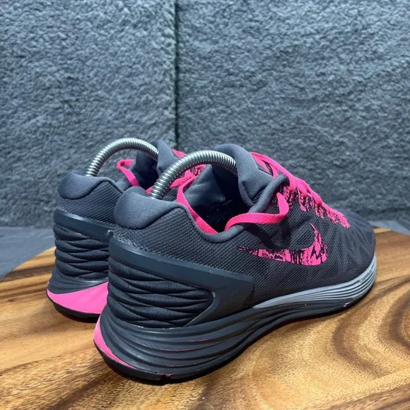 Nike LunarGlide 6 Women's Running Shoes Dark Gray Pink Athletic Sneakers Size 9 - Picture 2 of 12